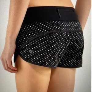 lululemon athletica Black w/White Polka Dot Speed Up Athletic Shorts